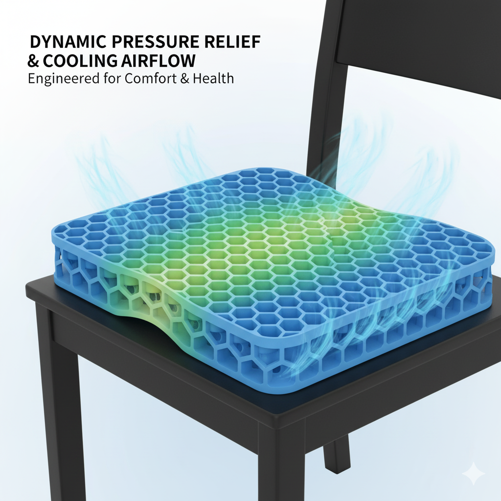 Gel Orthopedic Seat Cushion for Office Chair, Wheelchair, or Home Rubber Cushion for Back Pain